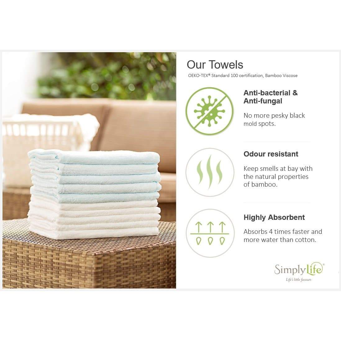 [Bundle of 2] Simply Life Children Bamboo Towel - Awesome (Embroidery) (60cm x 120cm) (SLTW-288AW)